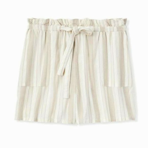 Torrid Pull-On Midrise Paperbag Linen Shorts 0 0X - Picture 1 of 12
